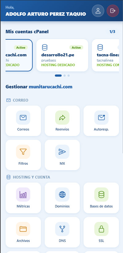 Panel de Control Clientes 21