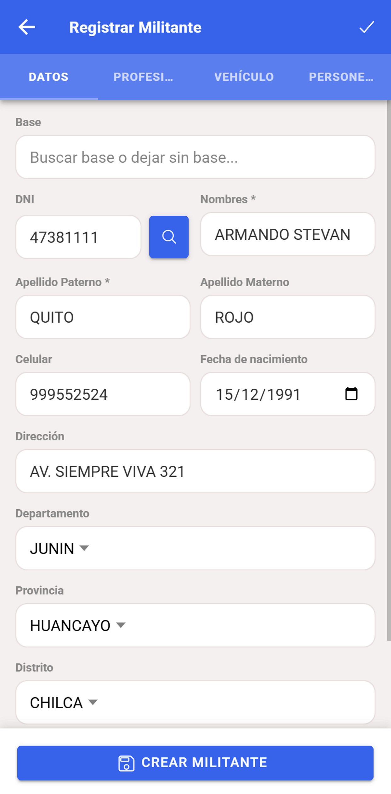 Registrar Militante