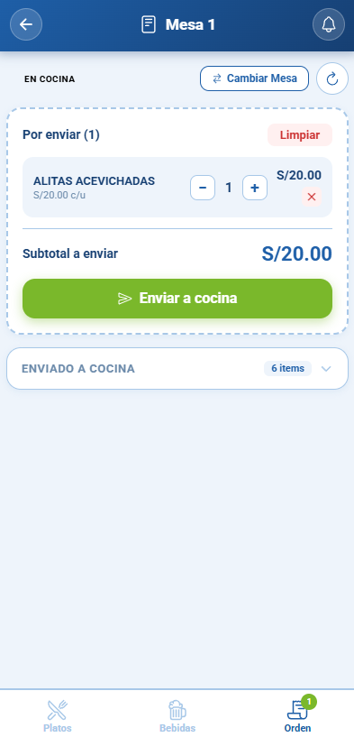 Enviar a Cocina