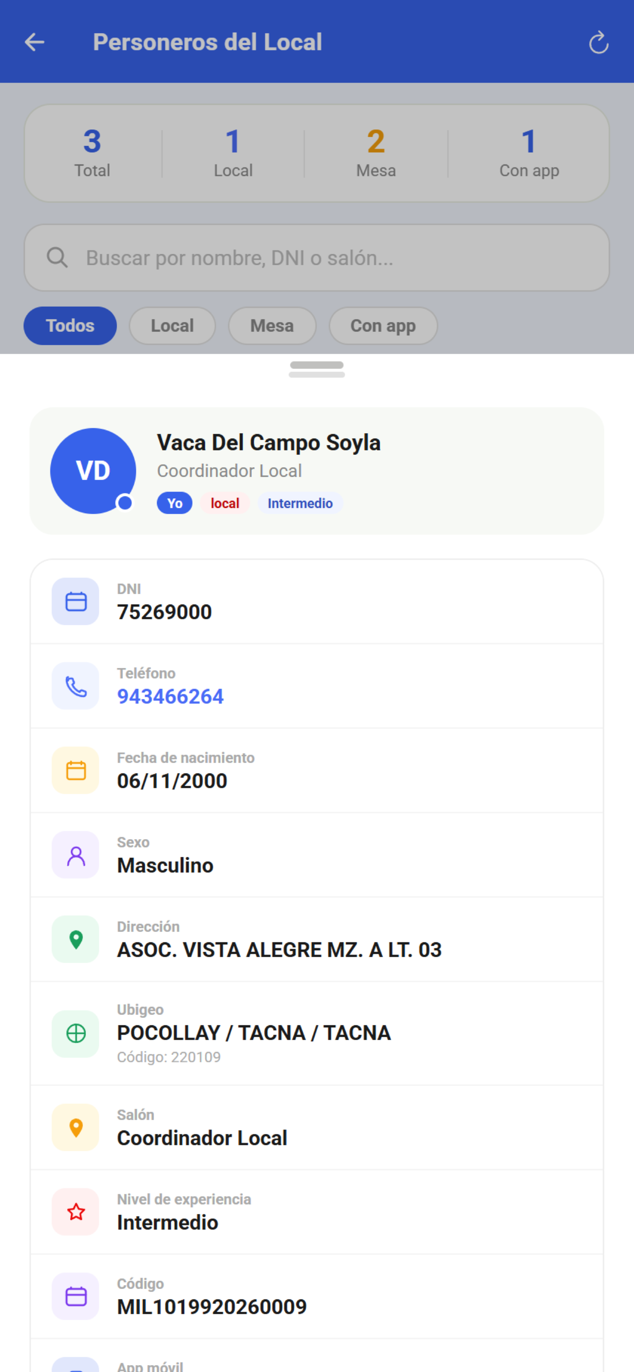 Ficha del Personero