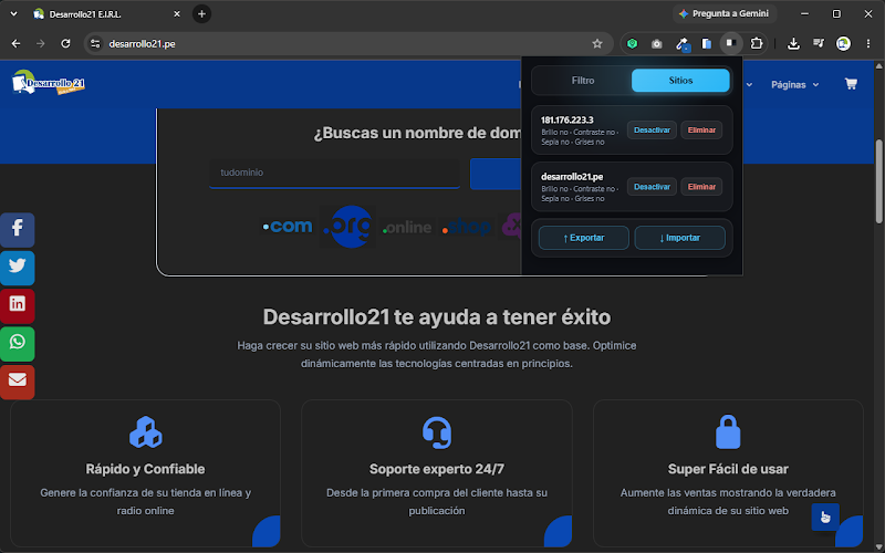 Gestión de sitios