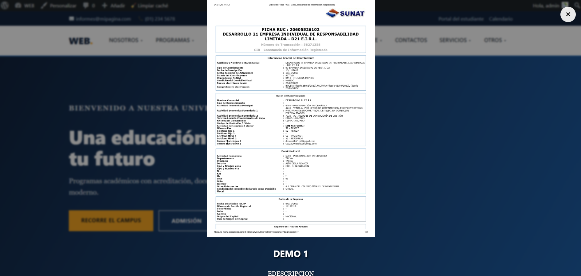 Popup publicado