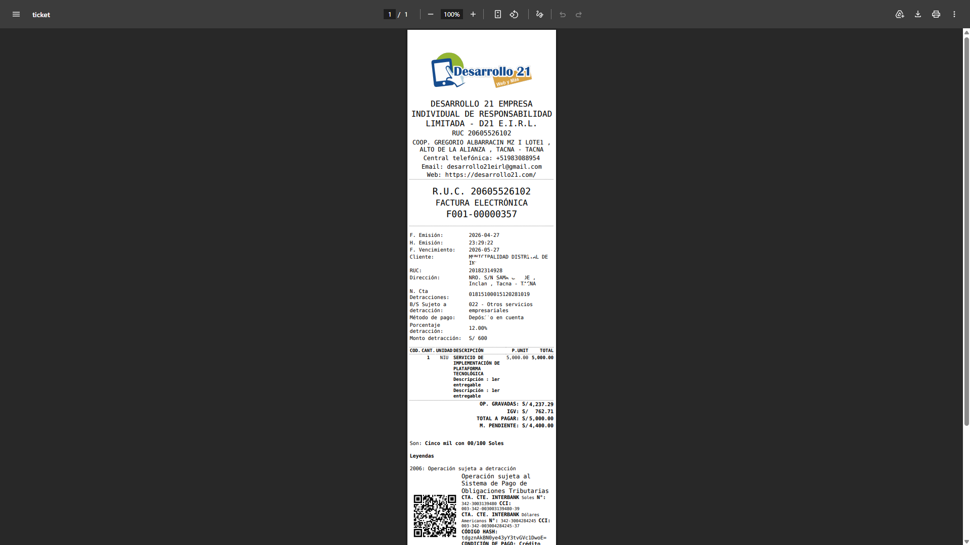 Formato Ticket