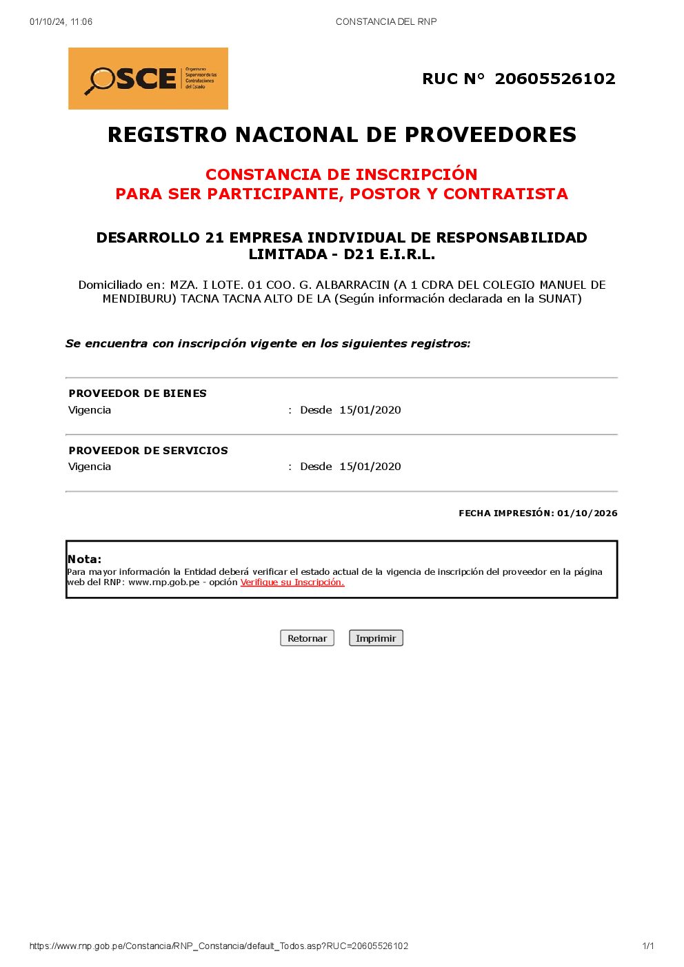 Constancia del RNP